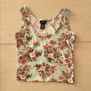 Rue21 Floral Tank Top - Mint and Coral